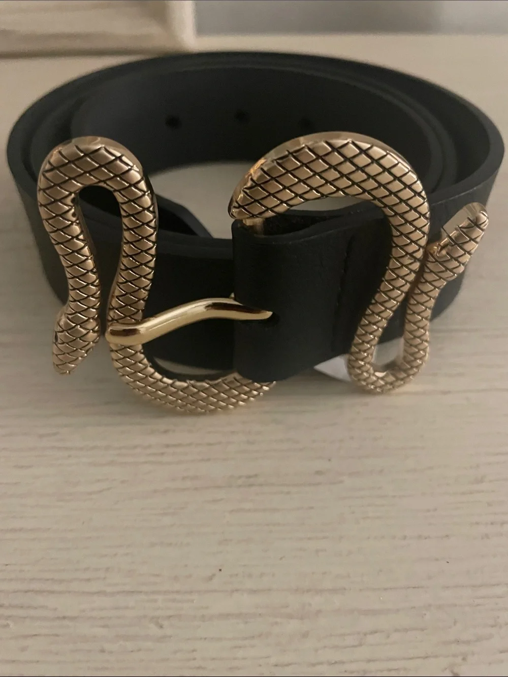 Express women Black Women's Belt with Gold Snake Buckle size M